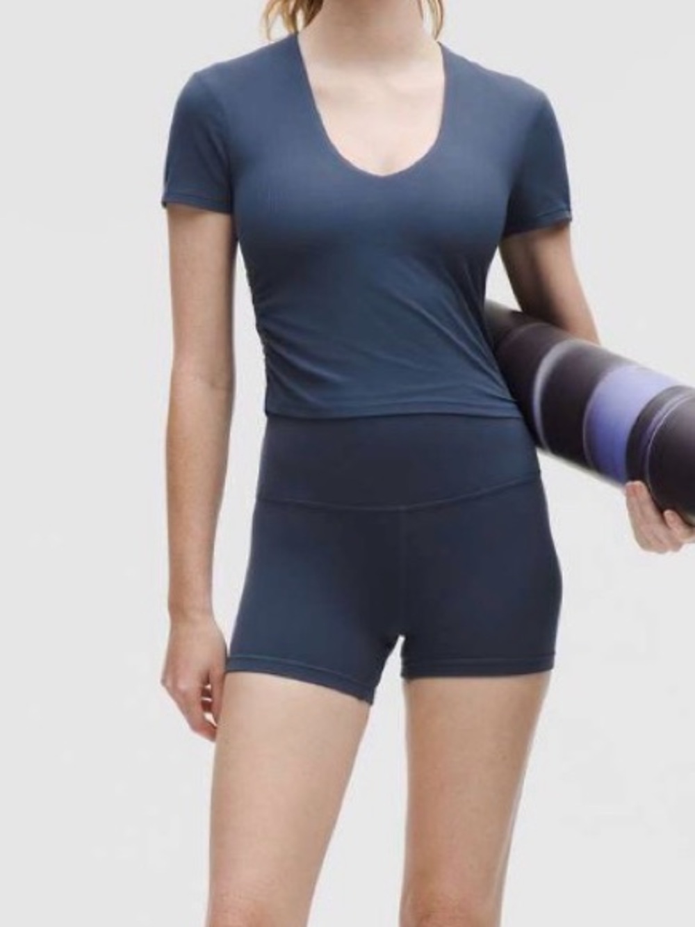 lululemon All It Takes Ribbed Nulu V-Neck Top Blue Twill Small